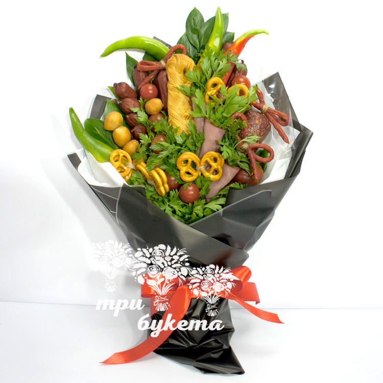 Букет с охотничьими колбасками и сыром