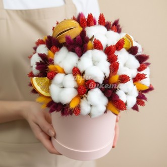 Хлопок и сушёный лимон в коробке