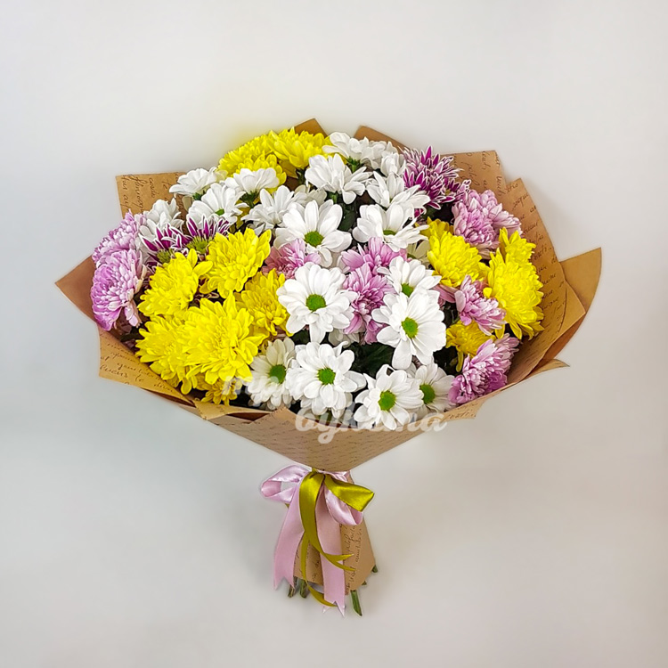 Букет из 13 кустовых хризантем